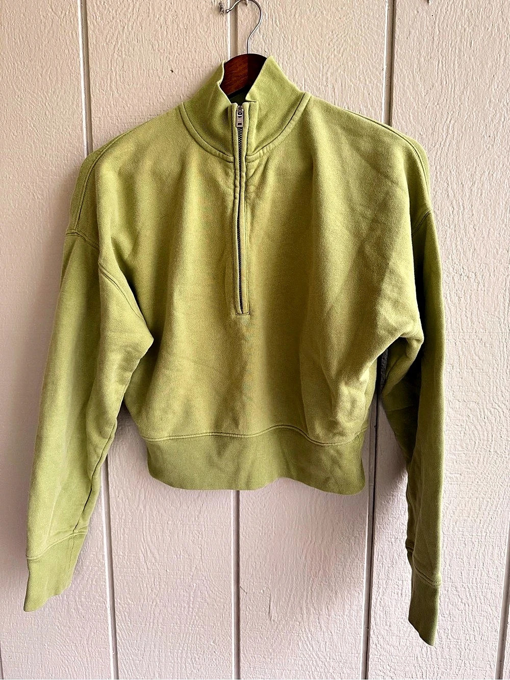 Reformation Jeans Green Cropped Quarter Zip Sweatshirt XS